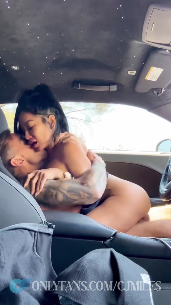 Busty Pinay CJ Miles Rides Chris Diamond's Big Cock on Car